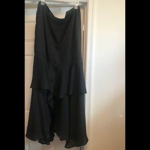 Long black ruffled skirt